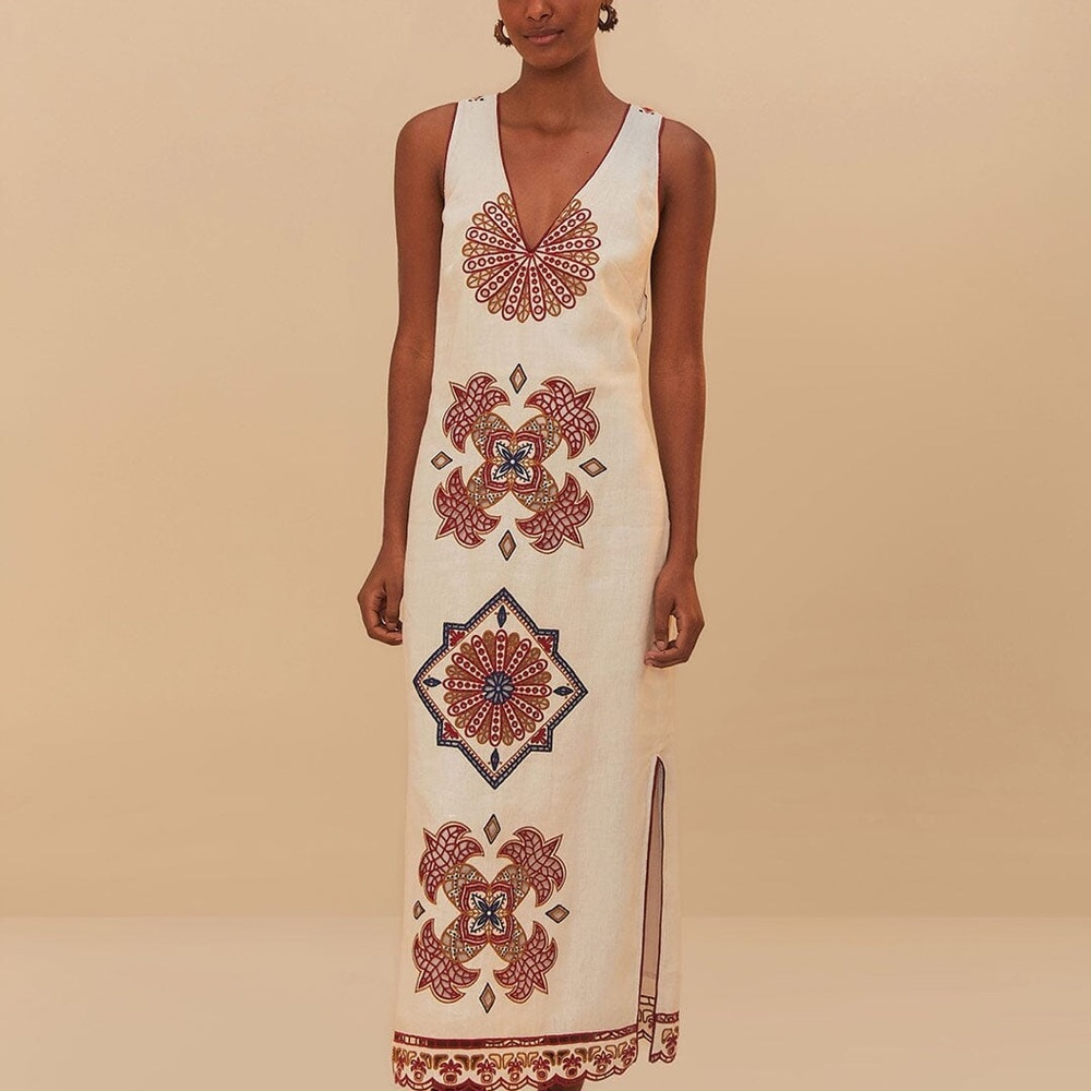 NWT FARM Rio Embroidered Dress Marys Tiles